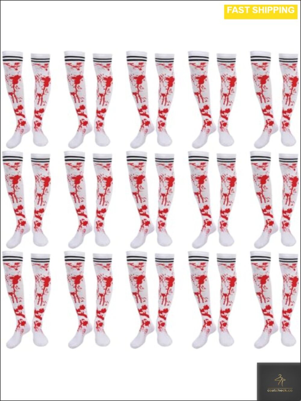 Cheerleader Striped Bloody Socks Halloween Zombie Accessories 15 Pairs